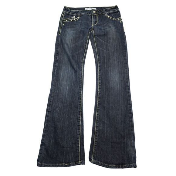 Liuces Jeans Pants Womens 5 Blue Mid Rise Rhinestone 5 Pockets Bootcut Denim - Picture 1 of 16